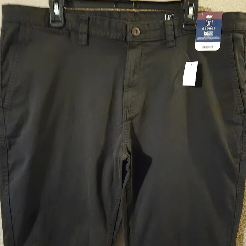 George Mens New Black Casual Chino Slim Dress Pants 40 X 30